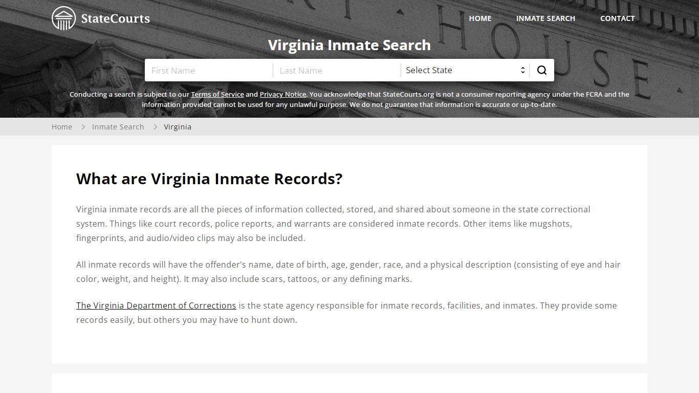 Virginia Inmate Search, Prison and Jail Information - StateCourts